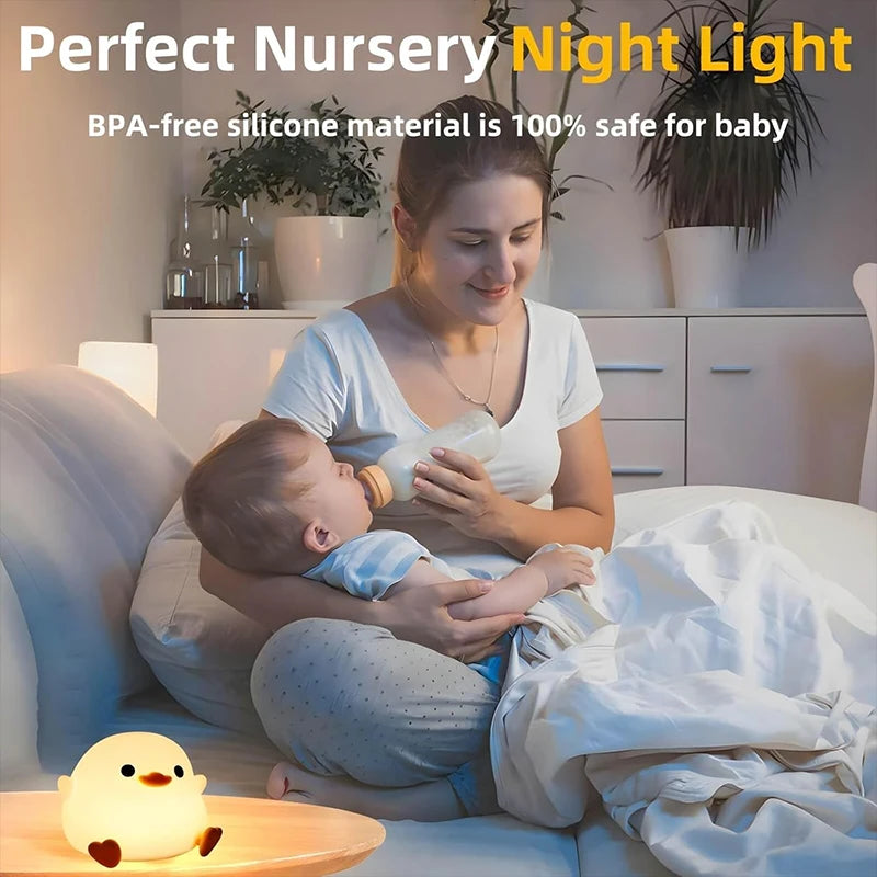 Dodo Duck Night Light, Cute Duck Lamp, Rechargeable Dimmable Nightlight, Silicone LED Bedside Lamp Nursery Touch-Sensitive